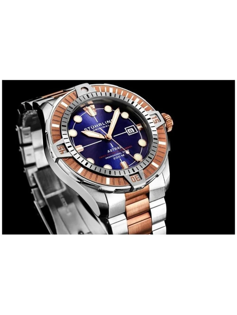 NWT Stuhrling Original Aquadiver Automatic Blue Dial Men's Watch